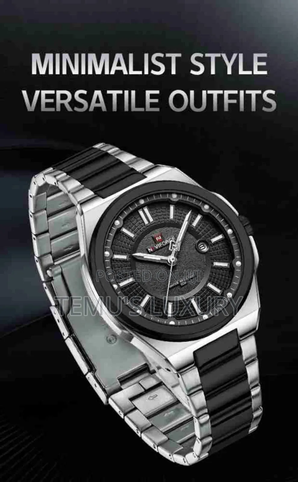 NAVIFORCE Silver and Black Men's Watch Analog Watch