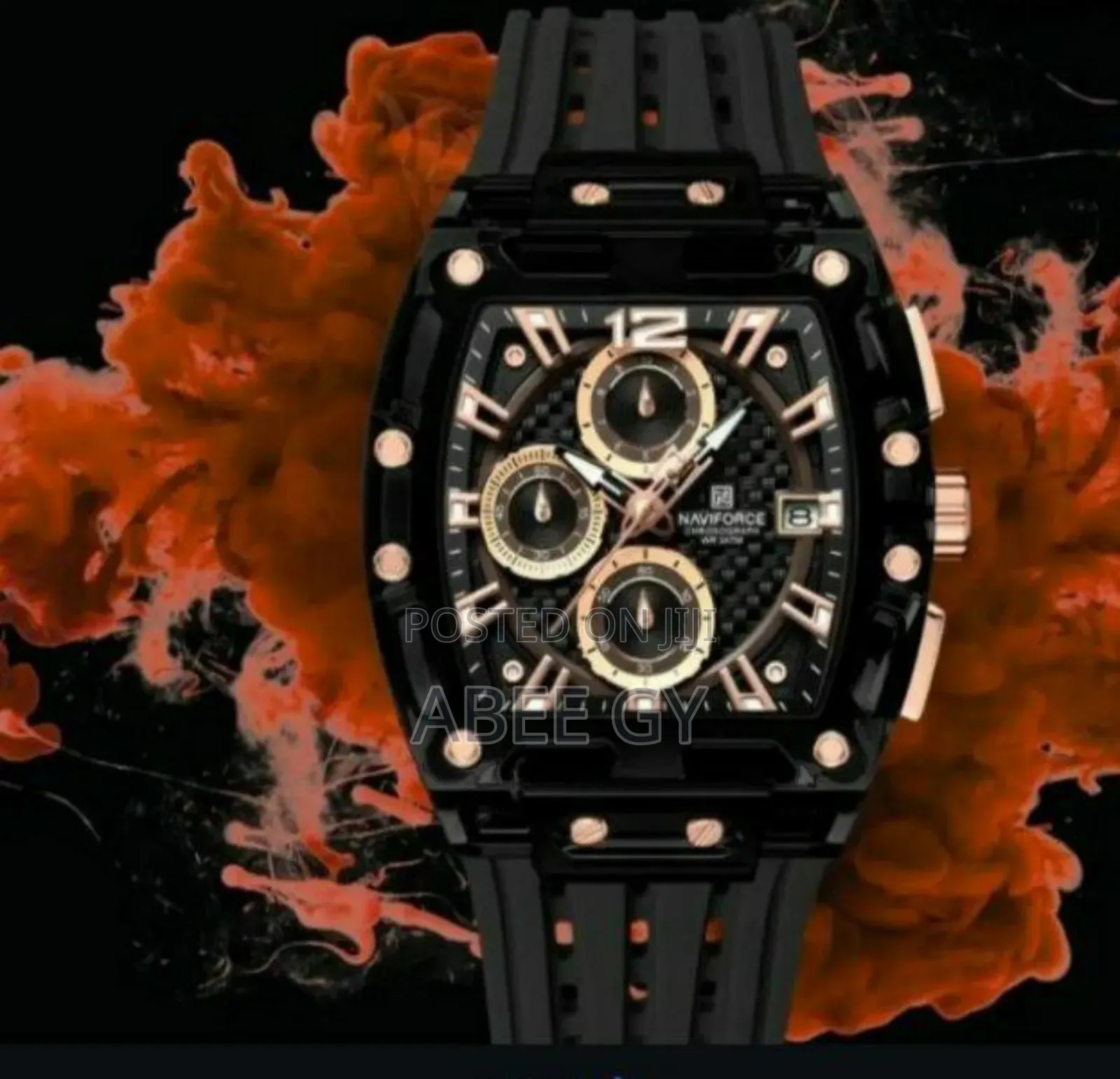 Navi Force Square Quartz Silicon Band Wrist Watches