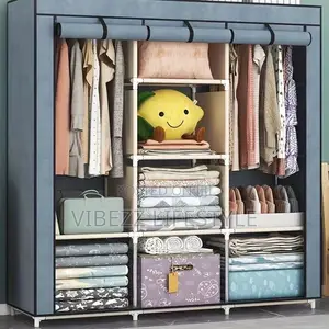 Large Foldable Cloth Cabinet - Dustproof Cover Strong Steel Pipes