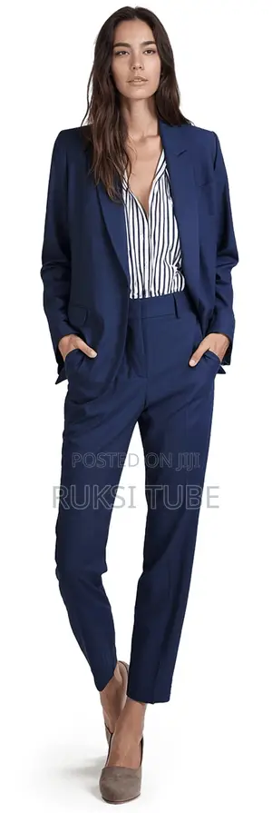 Lady Blue Black Suit Coat Trouser