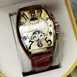 Sewor 116117 Luxury Moon Phase Leather Automatic Watches