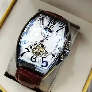 Sewor 116117 Luxury Moon Phase Leather Automatic Watches