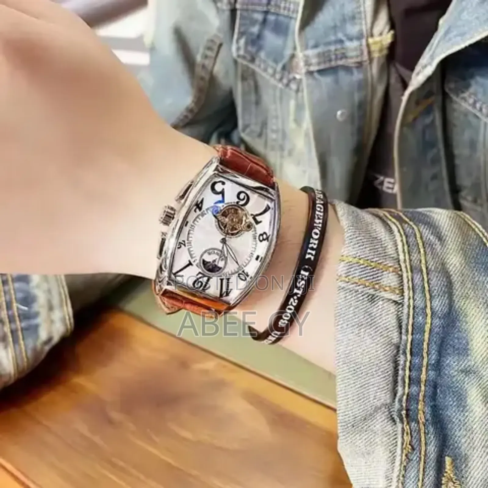 Sewor 116117 Luxury Moon Phase Leather Automatic Watches