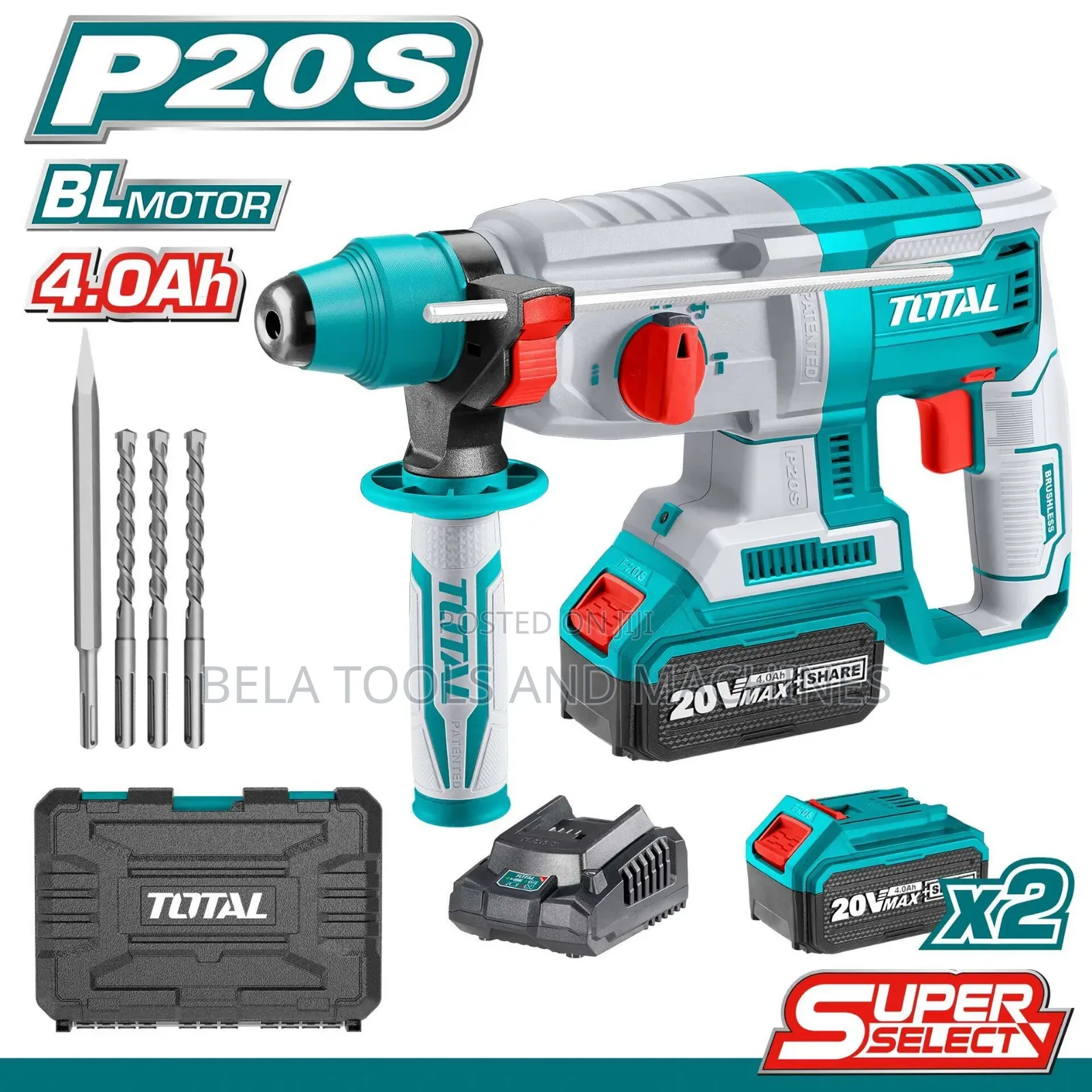 Total Cordless Rotary Hammer Drill 20v 4am