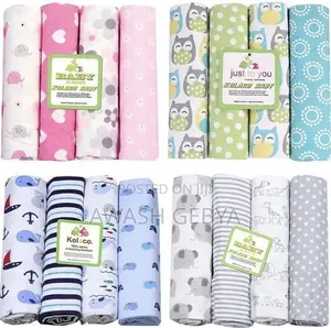 Flannel Receiving Blankets መቀበያ መጠቅለያ 4pcs