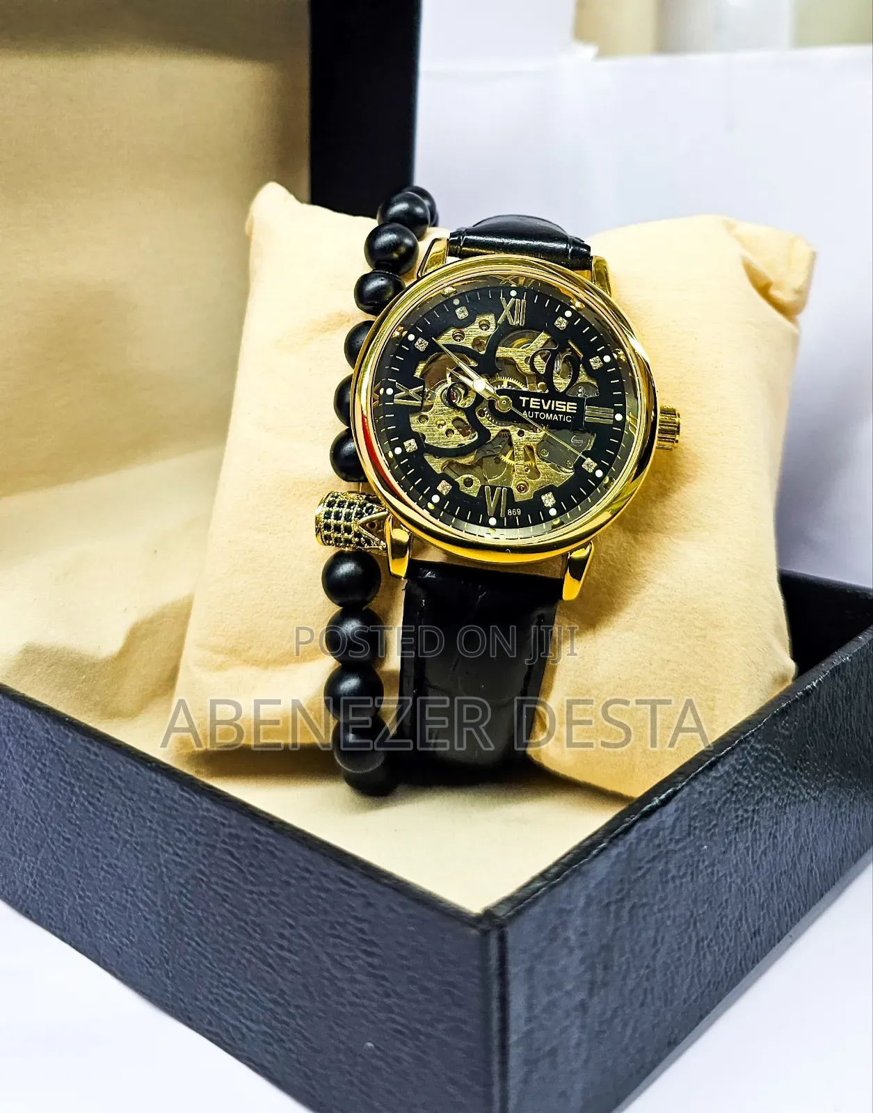 TEVISE Man Automatic Wristwatch Genuine Leather Strapwatches