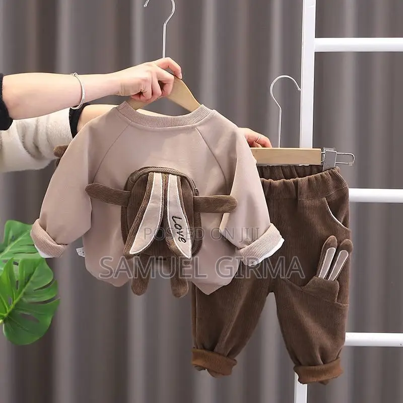 Mk- 0547 Cartoon Rabbit Bag Sweatshirt and Pant Set