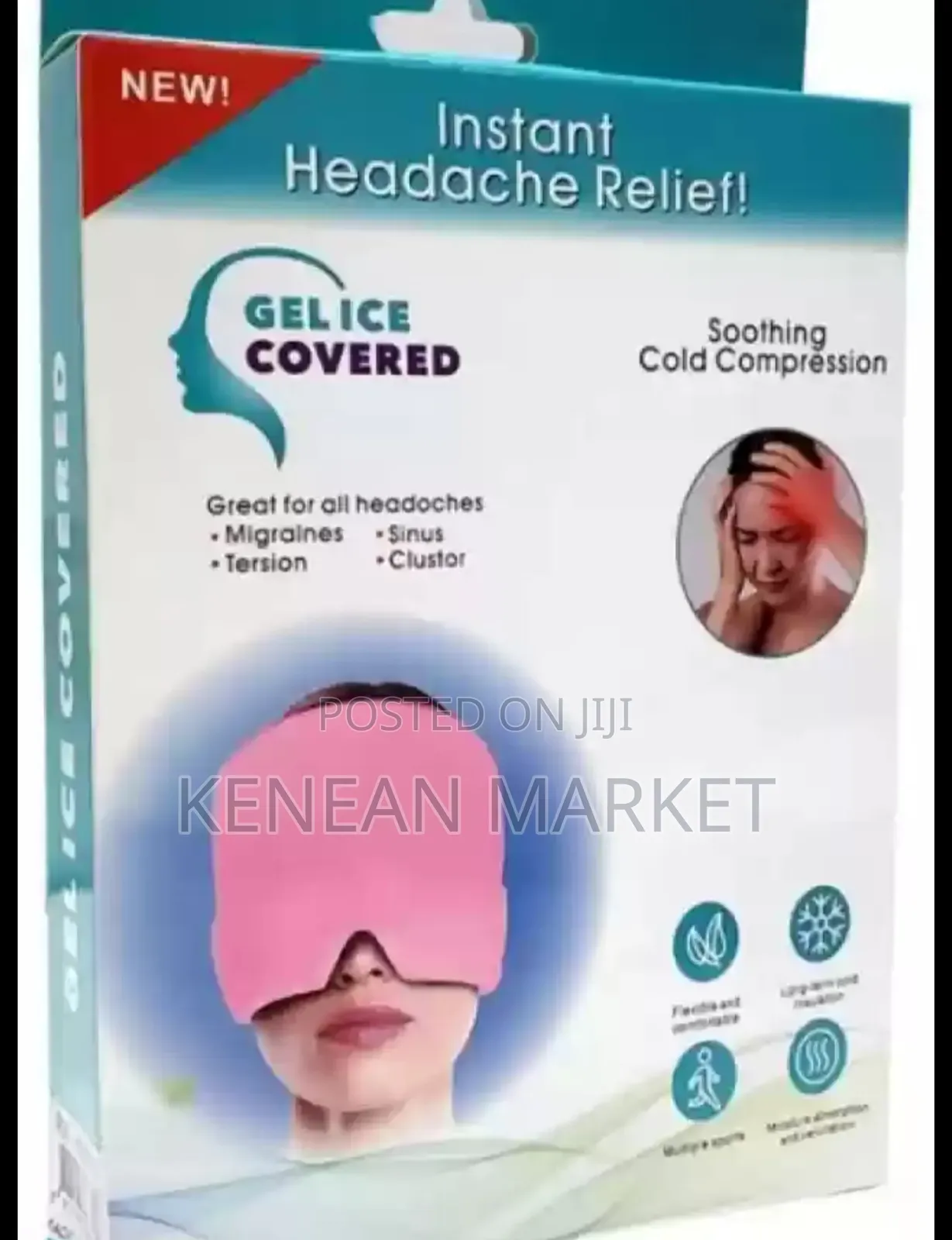 Headache Relief Silivone Gel Head Cap ለራስ
