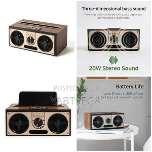  SEVAN -Giftology Retro Wood 20W Bluetooth Speaker With FM