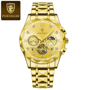 Poedagar Quartz Watches Waterproof Moon Phase Chronograph
