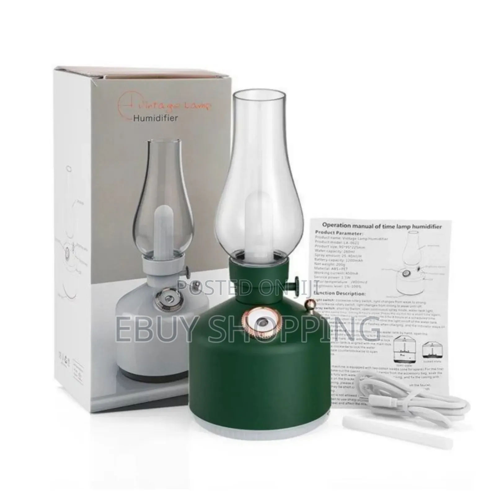 1200mah Rechargeable Vintage Humidifier – 6-Hour Spray + Auto Shutoff