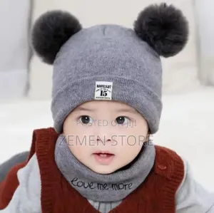 Cute Winter Kids Windproof Knit Hat and Scarf Warm 2-PCS Set