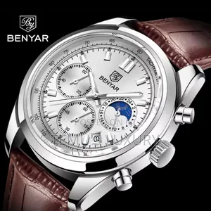 BENYAR Stainless Steel Quartz Leather Chronograph Watch