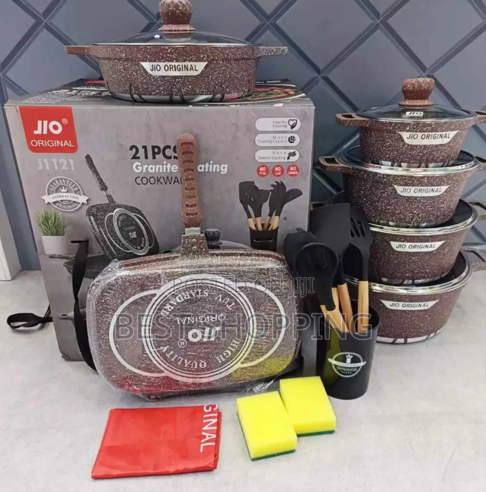 Jio Marble Coated Granite Casserole Original Cookware Set