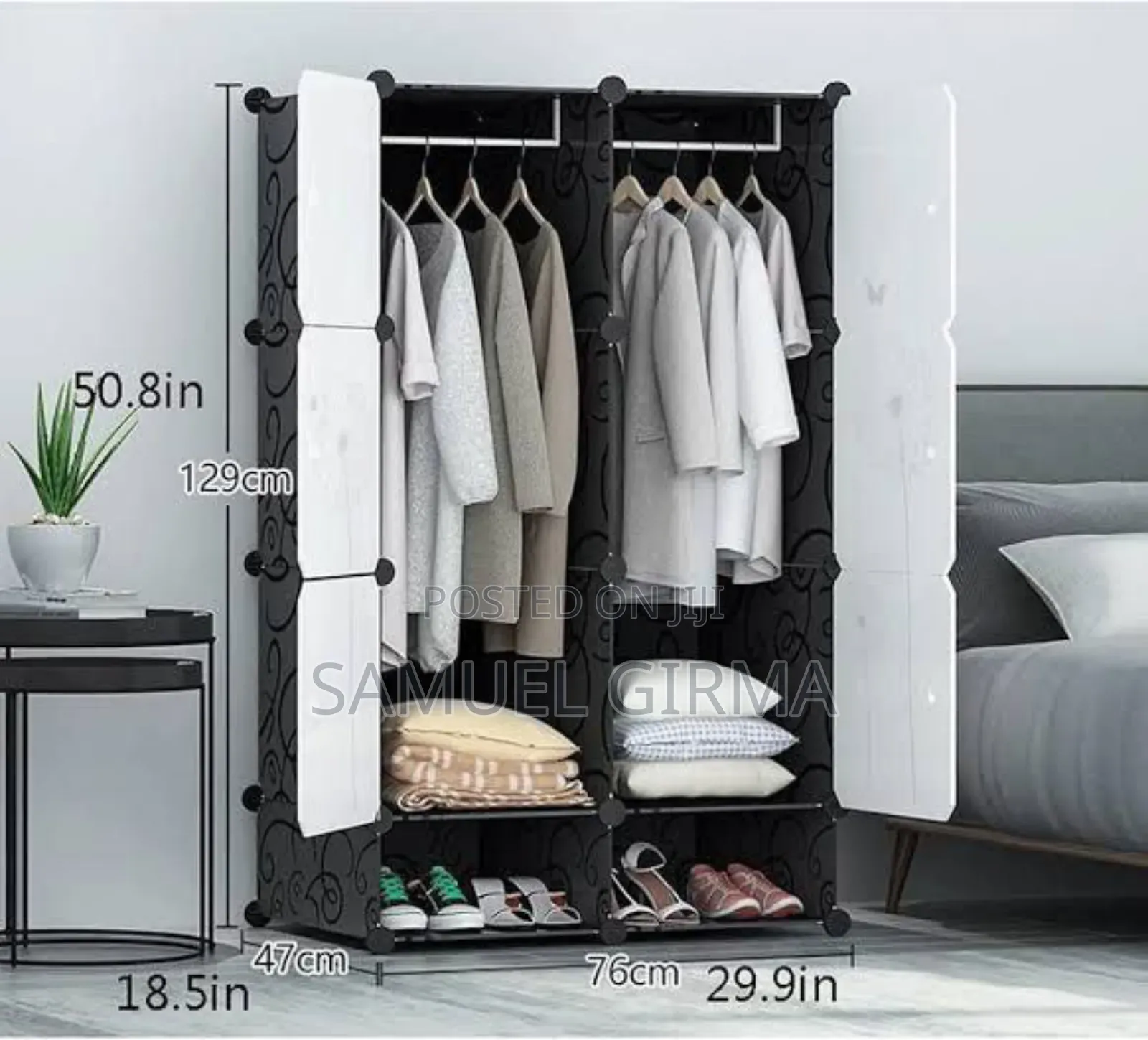 ዘመናዊ የልብስ ቁምሳጥንplastic And Metal Cubic Cloth Cabinet