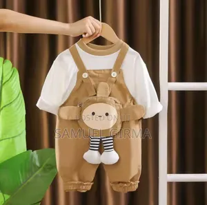Bibcartoon Zipper Pocket Trousers Short Sleeve T-Shirt2 PCS