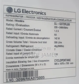 Lg Refrgrator Model 372
