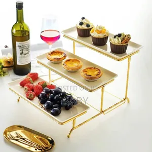 3 Tier Rectangular Serving Platter Stand Set