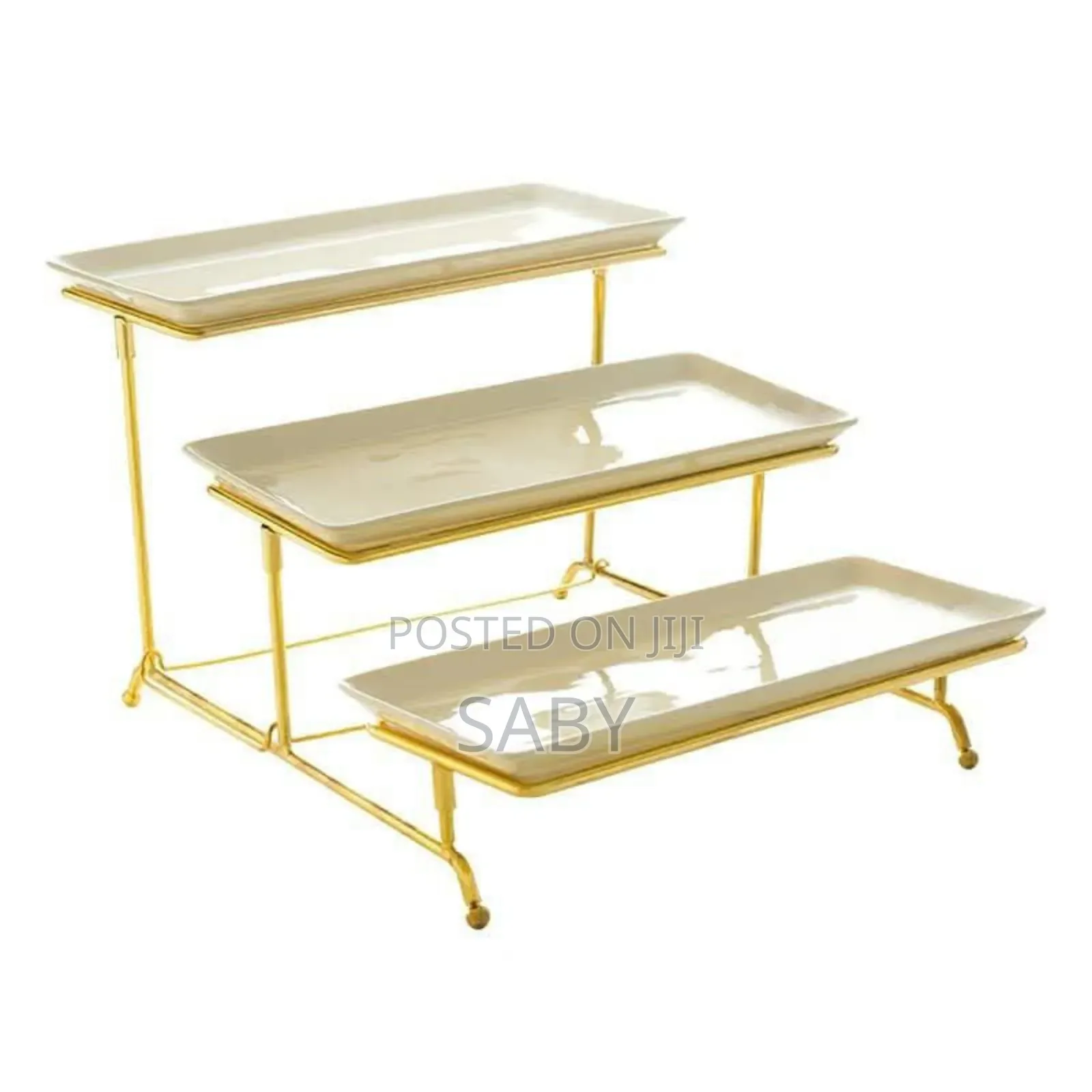 3 Tier Rectangular Serving Platter Stand Set