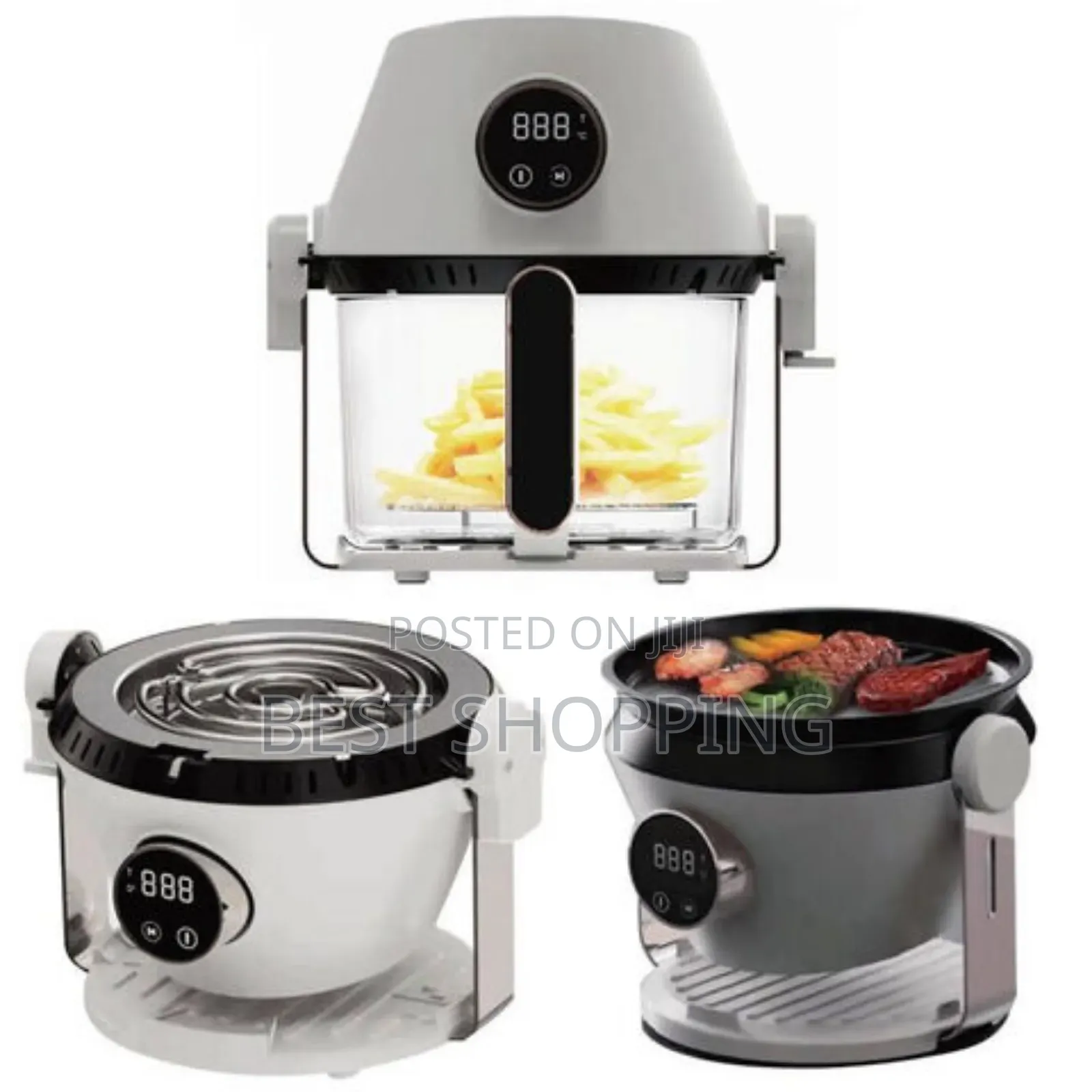 2 in 1 Air Fryer and Grill Transparent Glass ያለዘይት መጥበሻ እና ግሪል