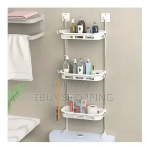 Modern Bathroom Storage Rack–Holds Toiletries, Plants More
