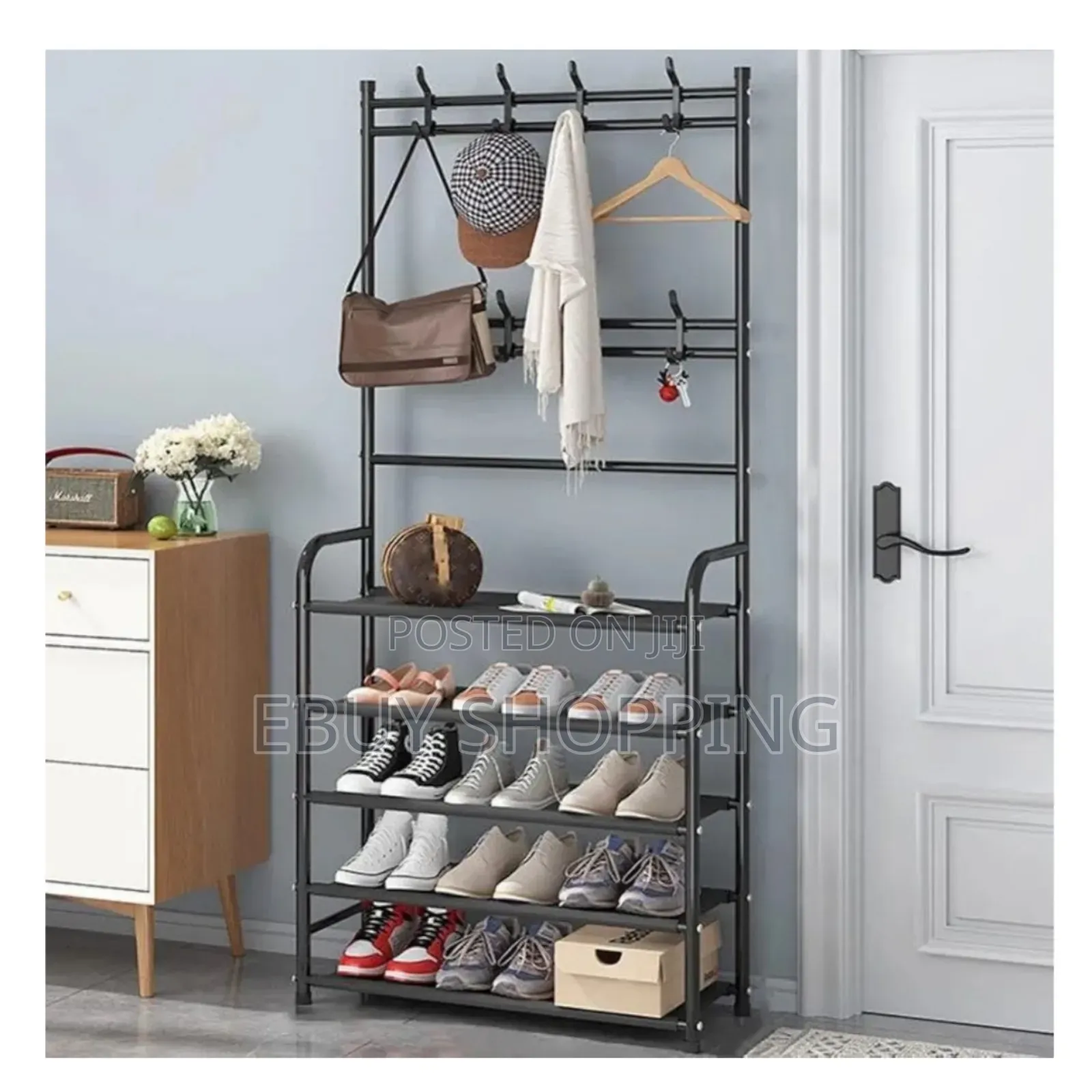 Functionality Acts as a Closet, a Shoe Rack, and a Storage Shelf