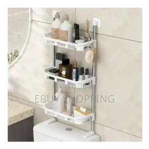 Space-efficient Bathroom Shelf – No Installation Needed