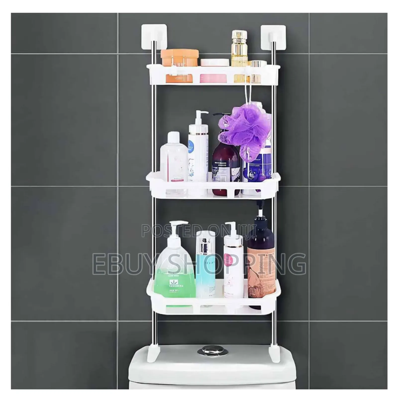 Space-efficient Bathroom Shelf – No Installation Needed