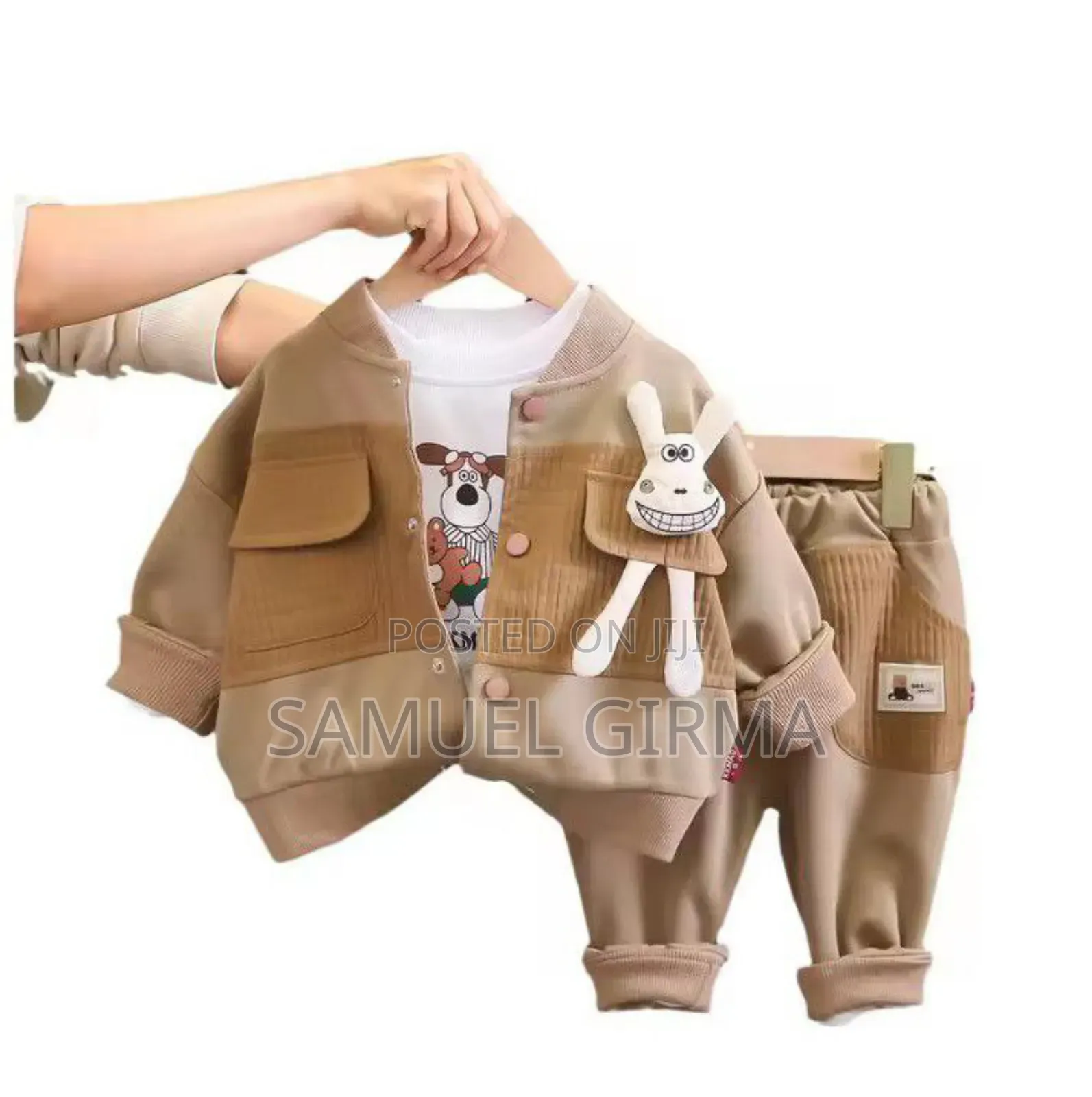 Unisex Cartoon Doll Fleece 2 Piece Set Outfit