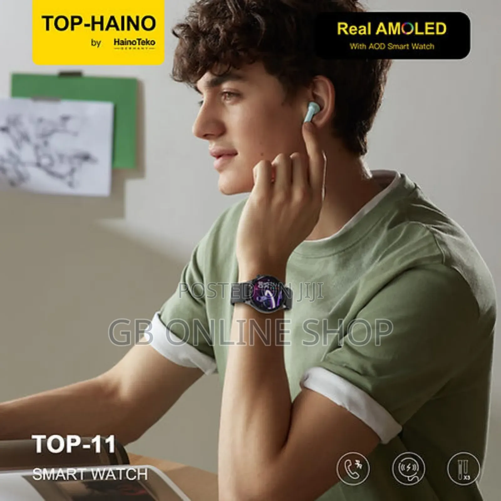 Haino Teko Top-11 Real Amoled Screen With 3 Pairs Strap