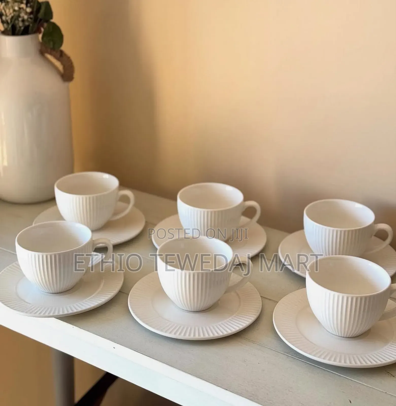 Cappuccino Cup Saucer 6pcs 110ml ካፒቺኖ መጠጫ Kapichino