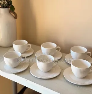 Cappuccino Cup Saucer 6pcs 110ml ካፒቺኖ መጠጫ Kapichino