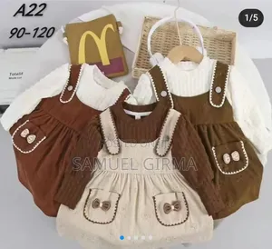 Mk-0564 Toddler Girls Lantern Sleeve Bow Decor Pocket Dress