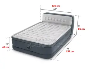 Deluxe Ultra Plush Headboard Air Mattress 18" Queen