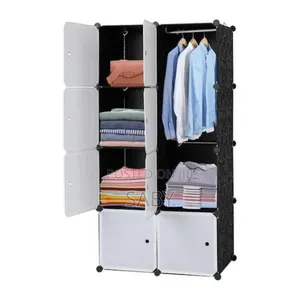 ባለ ሁለት በር Plastic and Metal Plastic Cube Wardrobe