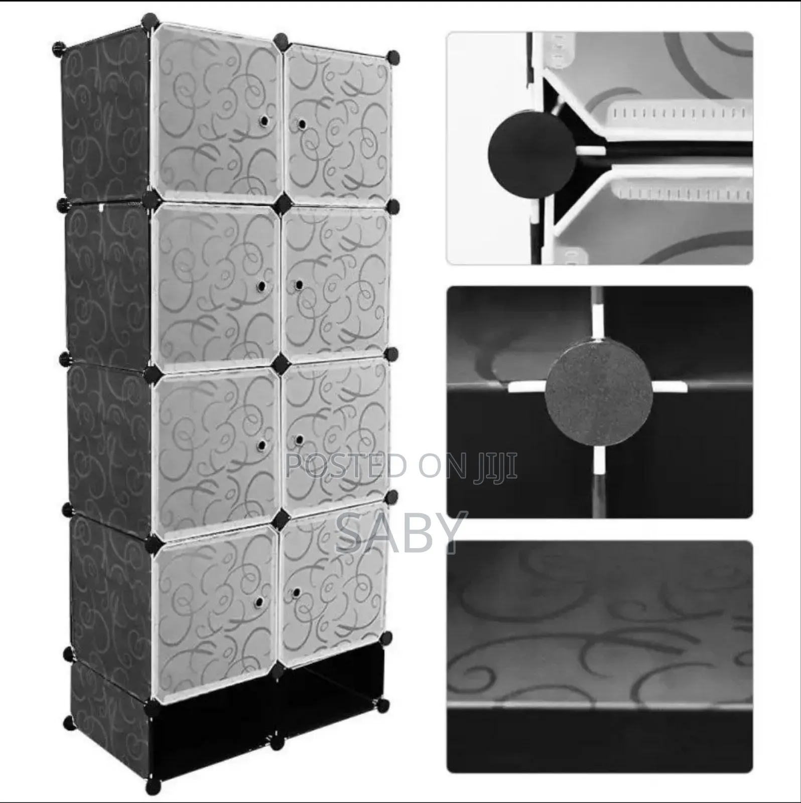ባለ ሁለት በር Plastic and Metal Plastic Cube Wardrobe
