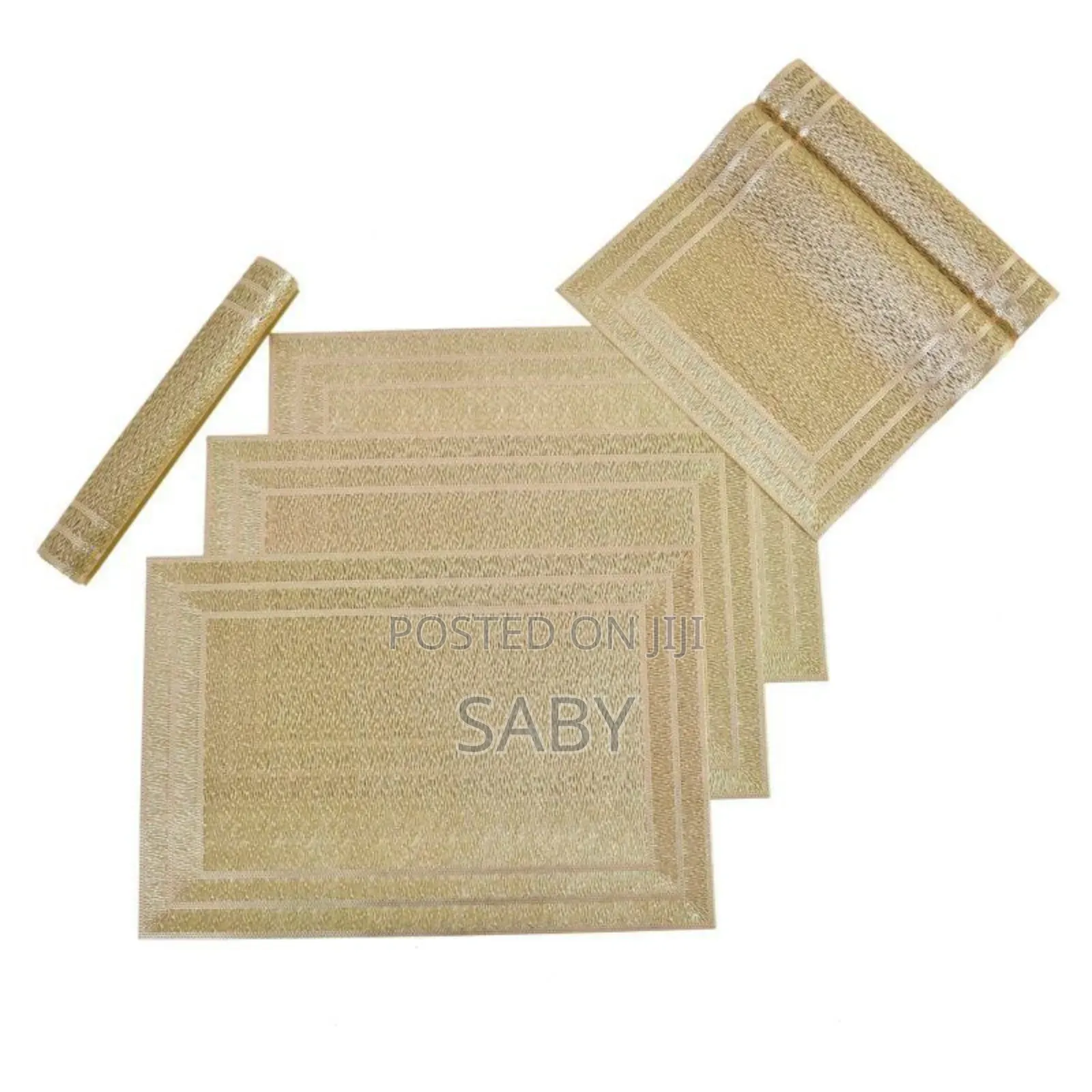Promii Rectangular Golden Leaf Design Dining Table Placemats