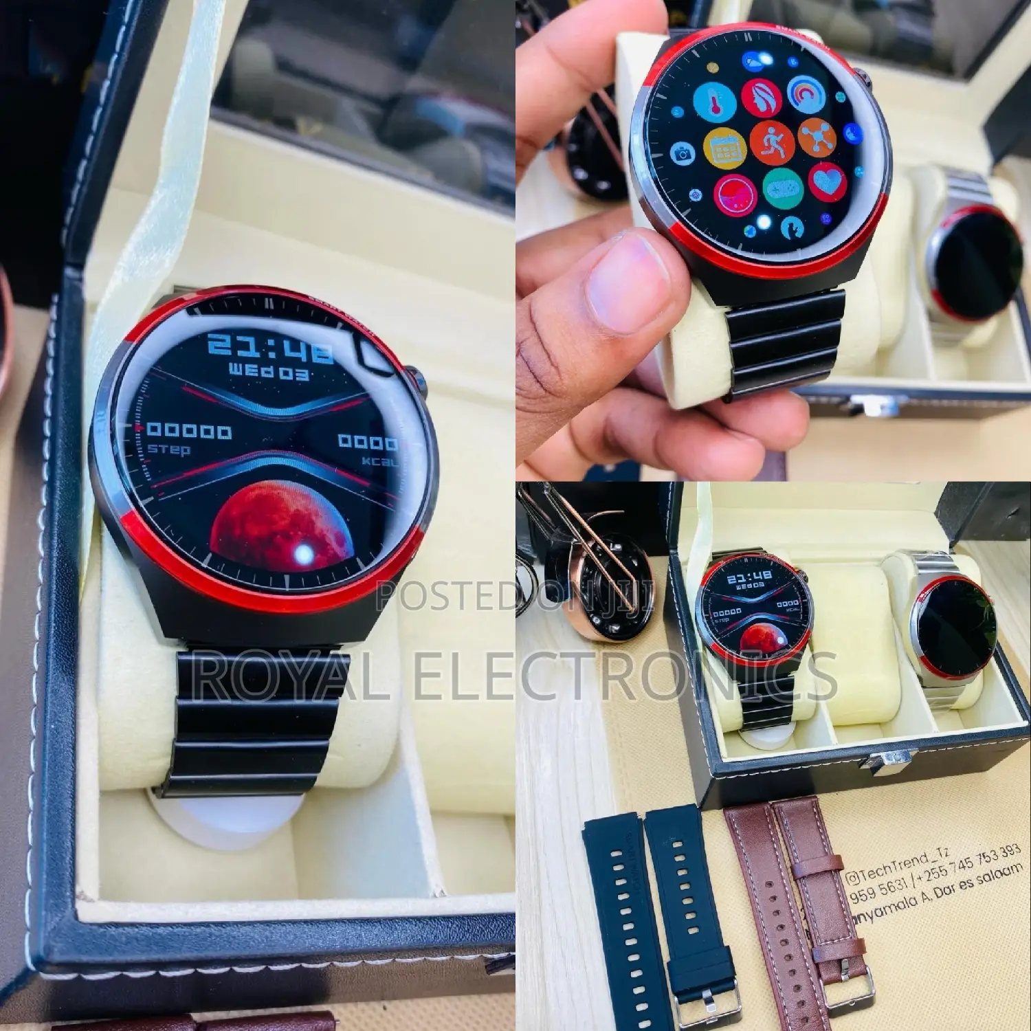 Germany 3-D Curved Smart Watch With Three Straps