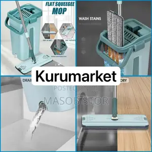 Magic Flat Mop and Bucket System/ 360° የሚሽከረከር መወልወያ