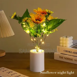Sunflowers Table Lamp Desk With Led Night Lights Battery