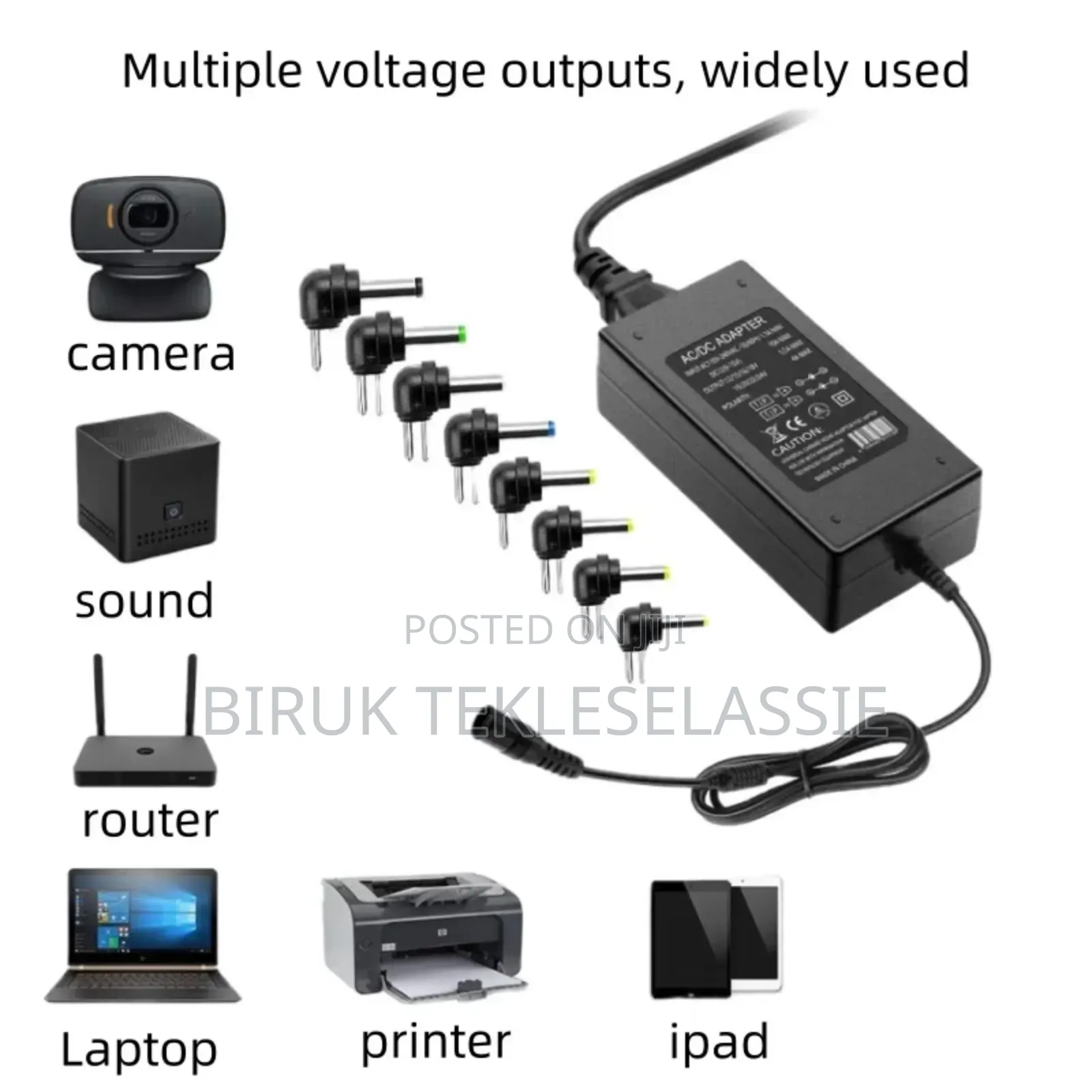 Multi-Functional Adjustable 12-24v Charger With 8 Connectors Adapter