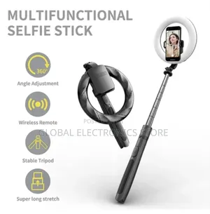 Selfi Stick Tripod With Ring Light, 10 Inch