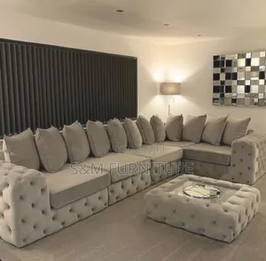 Monochrome L Shape Sofa Sets With Table.