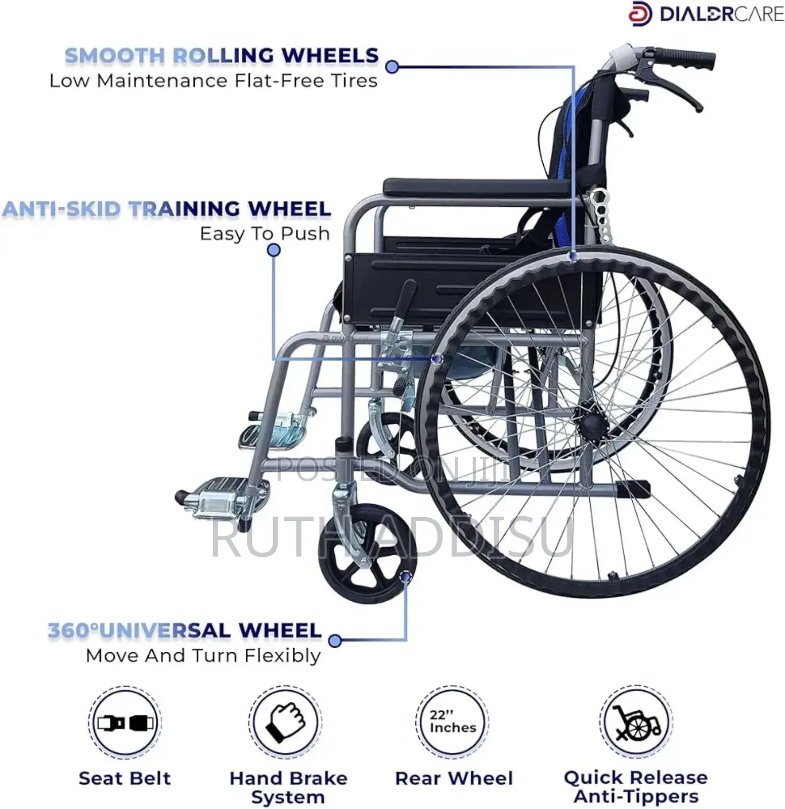 Mild Steel Round Bucket Shaped Manual Commode Wheelchair