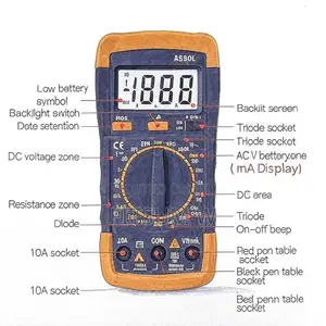 A830l Digital Multimeter Ac/Dc Volt Tester With Buzzer