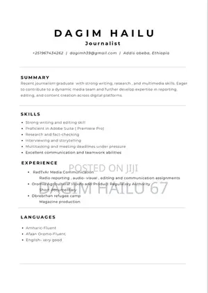 Social Media Manager, Video Editor,Journalist