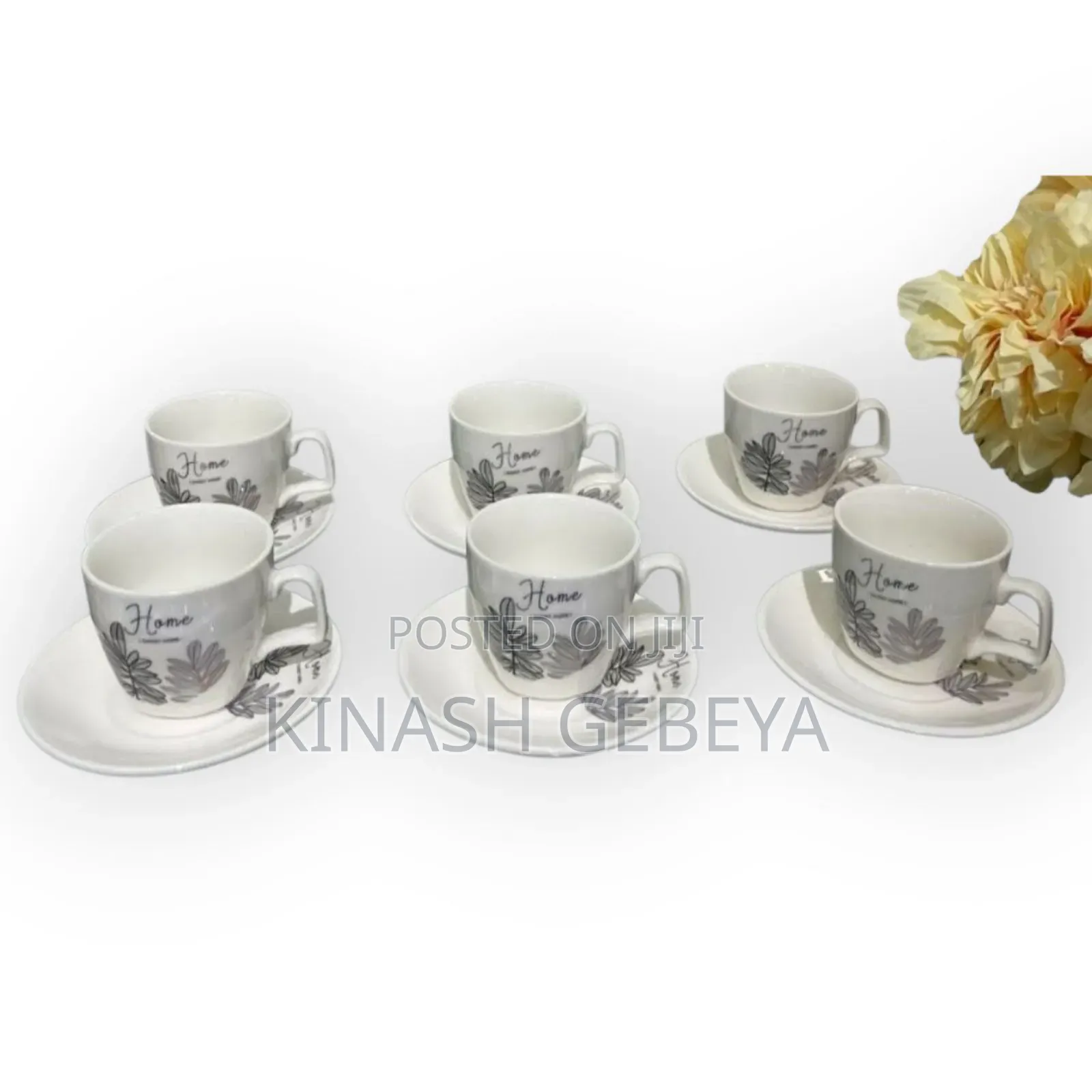 12pcs High Quality Tea Pot Set(የቡና ስኒ ከማስቀመጫ ጋር)