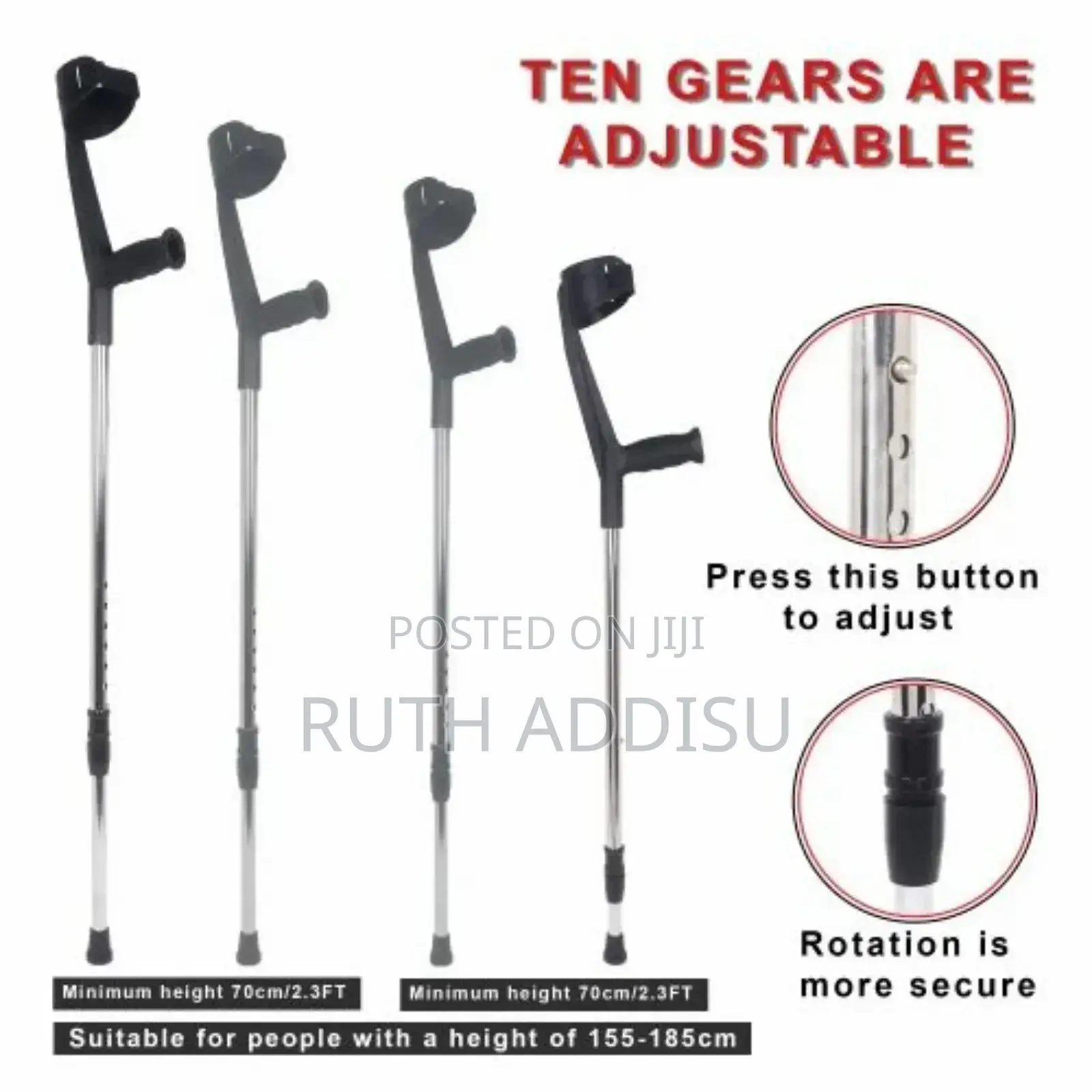 Foldable Forearm Crutches for Adults (Pair) – Adjustable