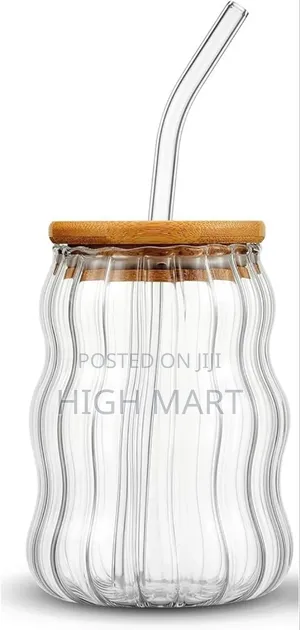 Glass Drinking Mug With Straw