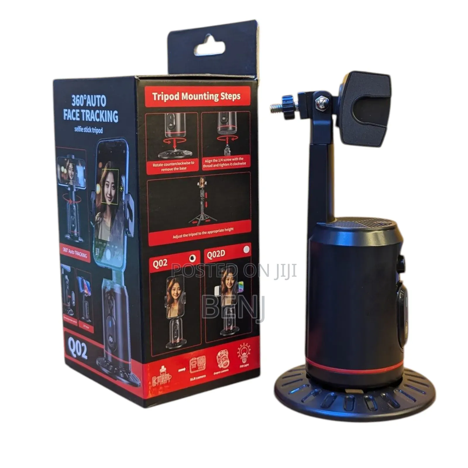 Q02 Auto 360 Smart Face Tracking Holder | Rc | Rechargable